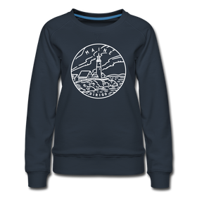 Maine Women's Sweatshirt - Retro Mountain Women's Maine Crewneck Sweatshirt - navy