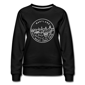 Maryland Women's Sweatshirt - Retro Mountain Women's Maryland Crewneck Sweatshirt - black