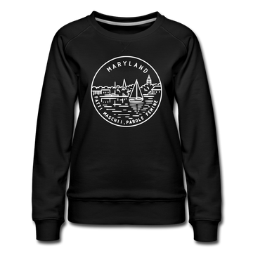 Maryland Women's Sweatshirt - Retro Mountain Women's Maryland Crewneck Sweatshirt - black