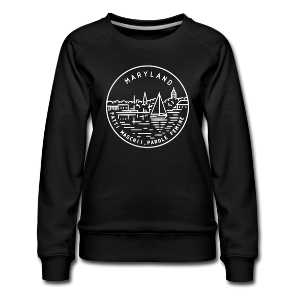 Maryland Women's Sweatshirt - Retro Mountain Women's Maryland Crewneck Sweatshirt - black