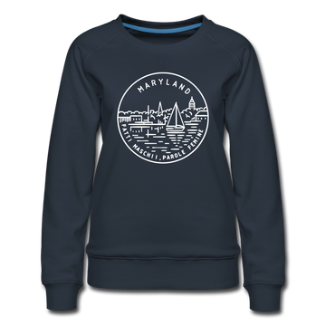 Maryland Women's Sweatshirt - Retro Mountain Women's Maryland Crewneck Sweatshirt - navy