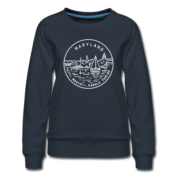 Maryland Women's Sweatshirt - Retro Mountain Women's Maryland Crewneck Sweatshirt - navy