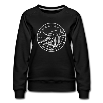 Montana Women's Sweatshirt - Retro Mountain Women's Montana Crewneck Sweatshirt - black