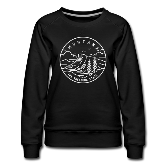 Montana Women's Sweatshirt - Retro Mountain Women's Montana Crewneck Sweatshirt - black