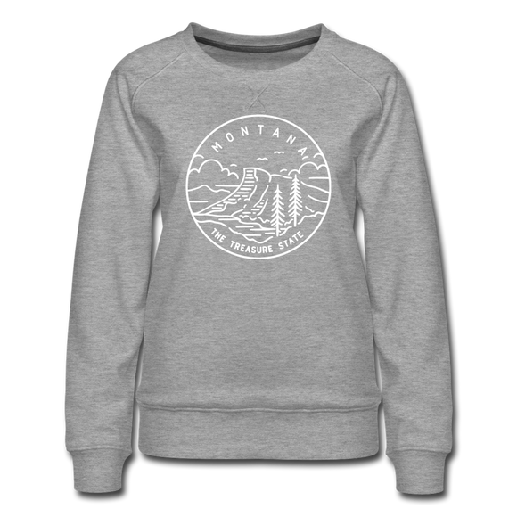 Montana Women's Sweatshirt - Retro Mountain Women's Montana Crewneck Sweatshirt - heather gray