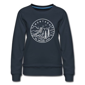 Montana Women's Sweatshirt - Retro Mountain Women's Montana Crewneck Sweatshirt - navy