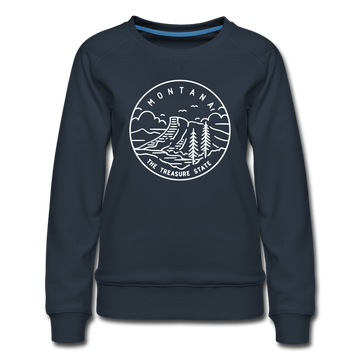 Montana Women's Sweatshirt - Retro Mountain Women's Montana Crewneck Sweatshirt - navy