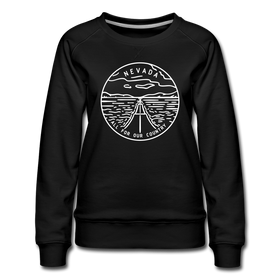 Nevada Women's Sweatshirt - Retro Mountain Women's Nevada Crewneck Sweatshirt - black
