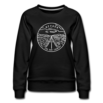 Nevada Women's Sweatshirt - Retro Mountain Women's Nevada Crewneck Sweatshirt - black