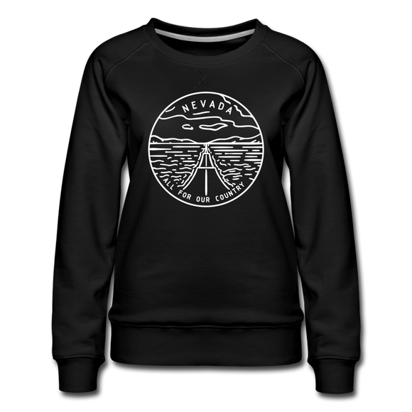 Nevada Women's Sweatshirt - Retro Mountain Women's Nevada Crewneck Sweatshirt - black
