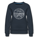 Nevada Women's Sweatshirt - Retro Mountain Women's Nevada Crewneck Sweatshirt - navy