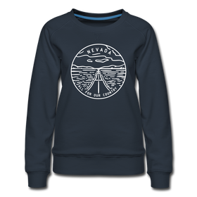 Nevada Women's Sweatshirt - Retro Mountain Women's Nevada Crewneck Sweatshirt - navy