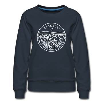 Missouri Women's Sweatshirt - Retro Mountain Women's Missouri Crewneck Sweatshirt - navy
