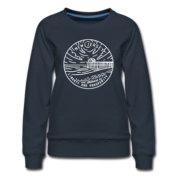 New Jersey Women's Sweatshirt - Retro Mountain Women's New Jersey Crewneck Sweatshirt - navy