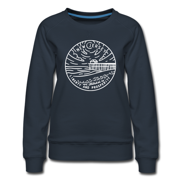 New Jersey Women's Sweatshirt - Retro Mountain Women's New Jersey Crewneck Sweatshirt - navy