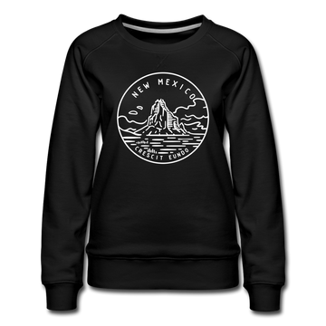 New Mexico Women's Sweatshirt - Retro Mountain Women's New Mexico Crewneck Sweatshirt - black