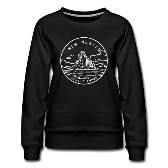 New Mexico Women's Sweatshirt - Retro Mountain Women's New Mexico Crewneck Sweatshirt - black