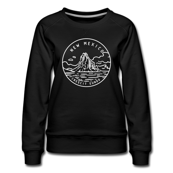 New Mexico Women's Sweatshirt - Retro Mountain Women's New Mexico Crewneck Sweatshirt - black