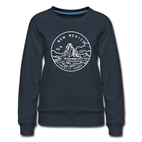 New Mexico Women's Sweatshirt - Retro Mountain Women's New Mexico Crewneck Sweatshirt - navy