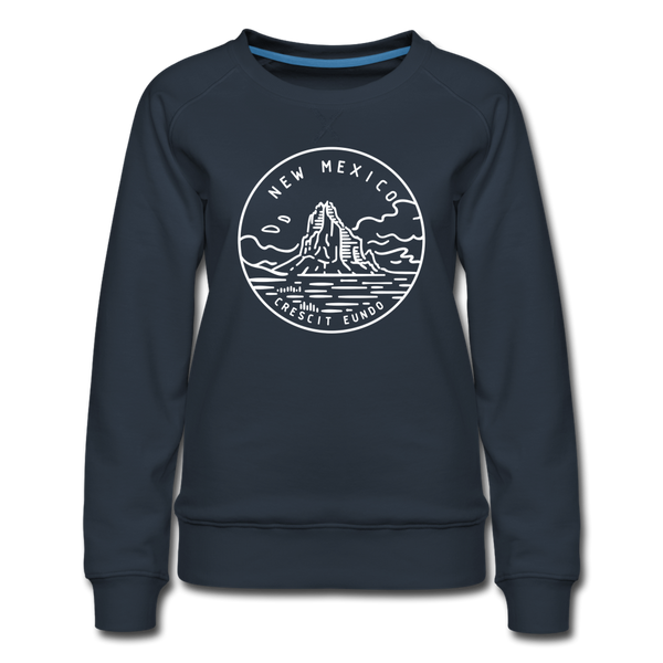 New Mexico Women's Sweatshirt - Retro Mountain Women's New Mexico Crewneck Sweatshirt - navy