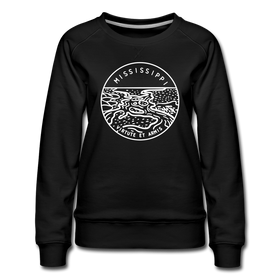 Mississippi Women's Sweatshirt - Retro Mountain Women's Mississippi Crewneck Sweatshirt - black