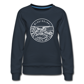 Mississippi Women's Sweatshirt - Retro Mountain Women's Mississippi Crewneck Sweatshirt - navy