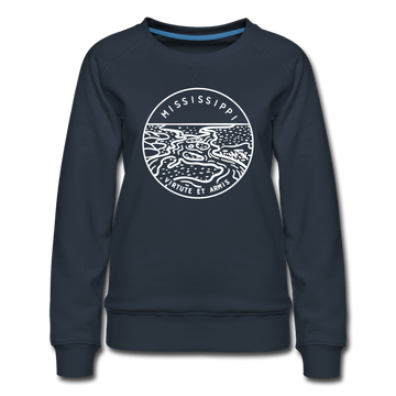 Mississippi Women's Sweatshirt - Retro Mountain Women's Mississippi Crewneck Sweatshirt - navy