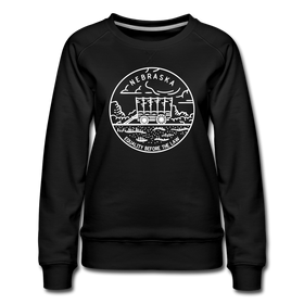 Nebraska Women's Sweatshirt - Retro Mountain Women's Nebraska Crewneck Sweatshirt - black
