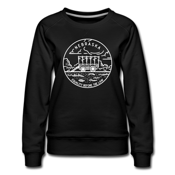 Nebraska Women's Sweatshirt - Retro Mountain Women's Nebraska Crewneck Sweatshirt - black