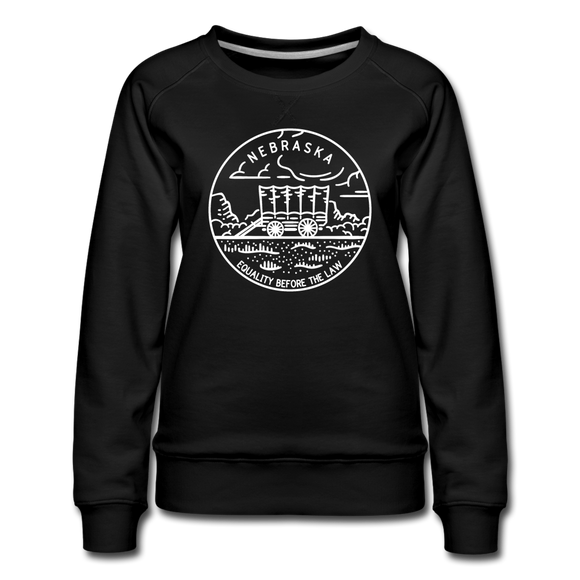 Nebraska Women's Sweatshirt - Retro Mountain Women's Nebraska Crewneck Sweatshirt - black