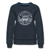Nebraska Women's Sweatshirt - Retro Mountain Women's Nebraska Crewneck Sweatshirt - navy