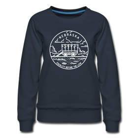 Nebraska Women's Sweatshirt - Retro Mountain Women's Nebraska Crewneck Sweatshirt - navy