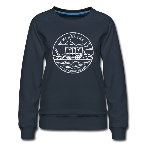 Nebraska Women's Sweatshirt - Retro Mountain Women's Nebraska Crewneck Sweatshirt - navy