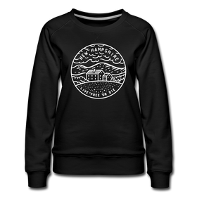 New Hampshire Women's Sweatshirt - Retro Mountain Women's New Hampshire Crewneck Sweatshirt - black