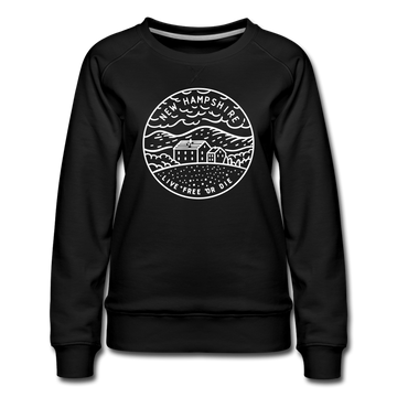 New Hampshire Women's Sweatshirt - Retro Mountain Women's New Hampshire Crewneck Sweatshirt - black