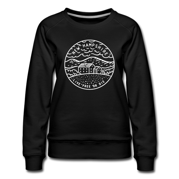 New Hampshire Women's Sweatshirt - Retro Mountain Women's New Hampshire Crewneck Sweatshirt - black