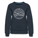 New Hampshire Women's Sweatshirt - Retro Mountain Women's New Hampshire Crewneck Sweatshirt - navy