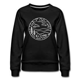 North Carolina Women's Sweatshirt - Retro Mountain Women's North Carolina Crewneck Sweatshirt - black