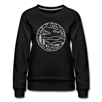 North Carolina Women's Sweatshirt - Retro Mountain Women's North Carolina Crewneck Sweatshirt - black