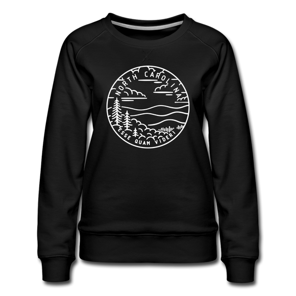 North Carolina Women's Sweatshirt - Retro Mountain Women's North Carolina Crewneck Sweatshirt - black