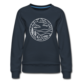 North Carolina Women's Sweatshirt - Retro Mountain Women's North Carolina Crewneck Sweatshirt - navy