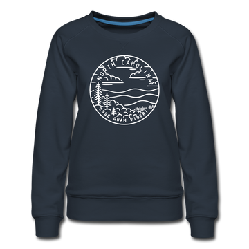 North Carolina Women's Sweatshirt - Retro Mountain Women's North Carolina Crewneck Sweatshirt - navy