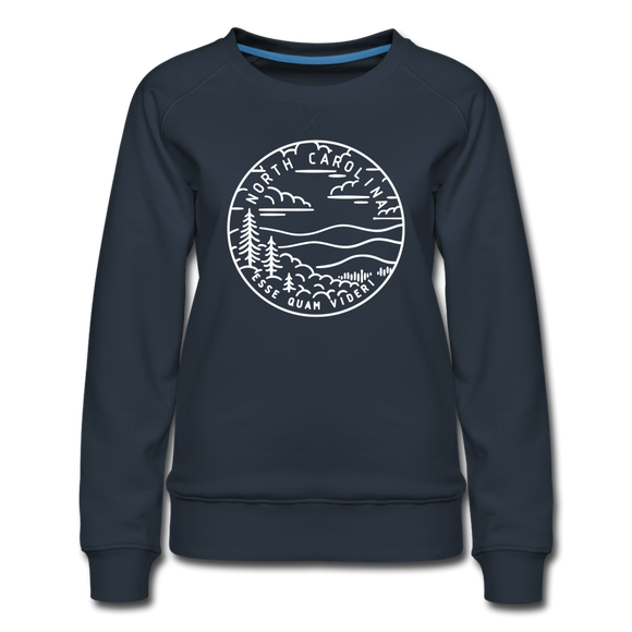 North Carolina Women's Sweatshirt - Retro Mountain Women's North Carolina Crewneck Sweatshirt - navy
