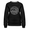 North Dakota Women's Sweatshirt - Retro Mountain Women's North Dakota Crewneck Sweatshirt - black