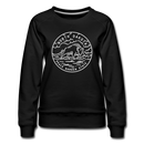 North Dakota Women's Sweatshirt - Retro Mountain Women's North Dakota Crewneck Sweatshirt - black