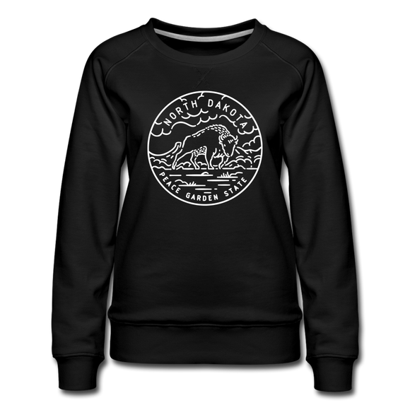 North Dakota Women's Sweatshirt - Retro Mountain Women's North Dakota Crewneck Sweatshirt - black