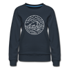North Dakota Women's Sweatshirt - Retro Mountain Women's North Dakota Crewneck Sweatshirt - navy