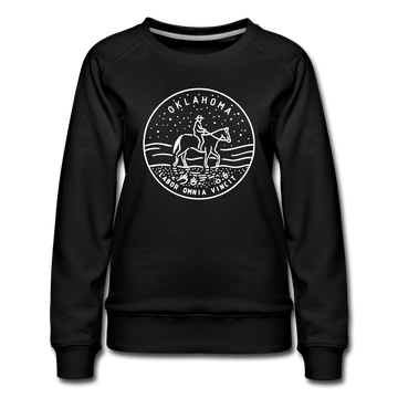 Oklahoma Women's Sweatshirt - Retro Mountain Women's Oklahoma Crewneck Sweatshirt - black