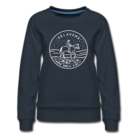 Oklahoma Women's Sweatshirt - Retro Mountain Women's Oklahoma Crewneck Sweatshirt - navy