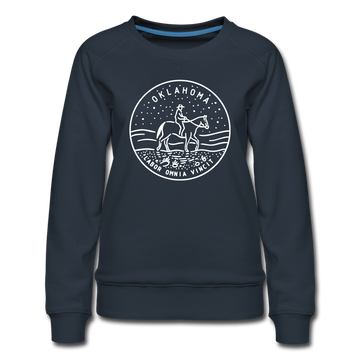 Oklahoma Women's Sweatshirt - Retro Mountain Women's Oklahoma Crewneck Sweatshirt - navy